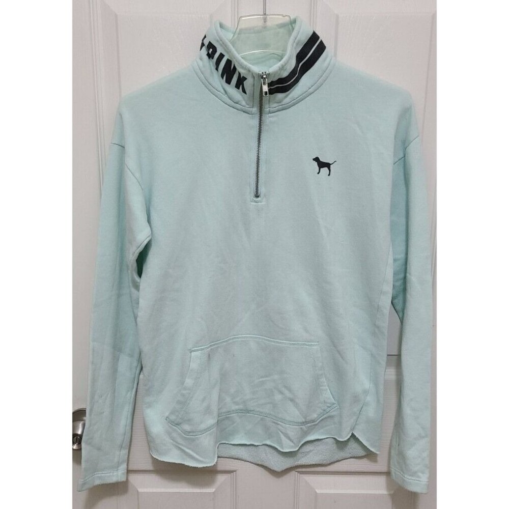Victoria's Secret PINK Women's Quarter Zip Pullover Sweatshirt Blue Size XS